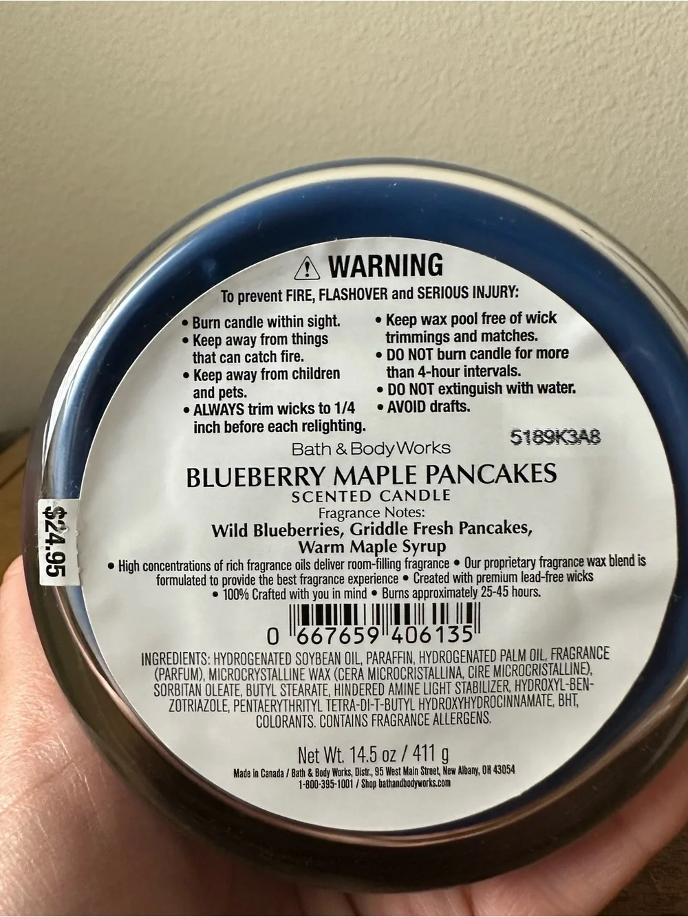 NEW Bath & Body Works Blueberry Maple Pancakes 3 wick Candle